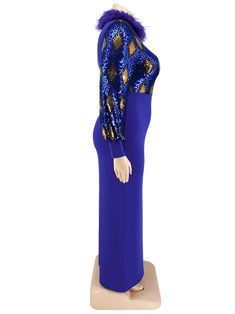 Women's Plus Size Vintage Maxi Dress – Elegant Long Sleeve Streetwear Dress