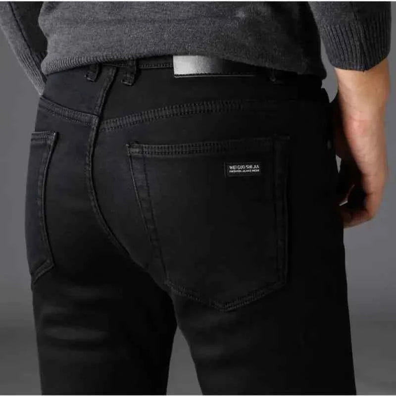 Men's Black Stretch Biker Jeans – Classic Fashion Denim Trousers