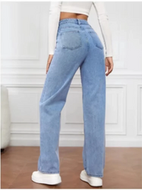 Women's High Waisted Black Straight Jeans – Straight Leg Pocket Casual Pants