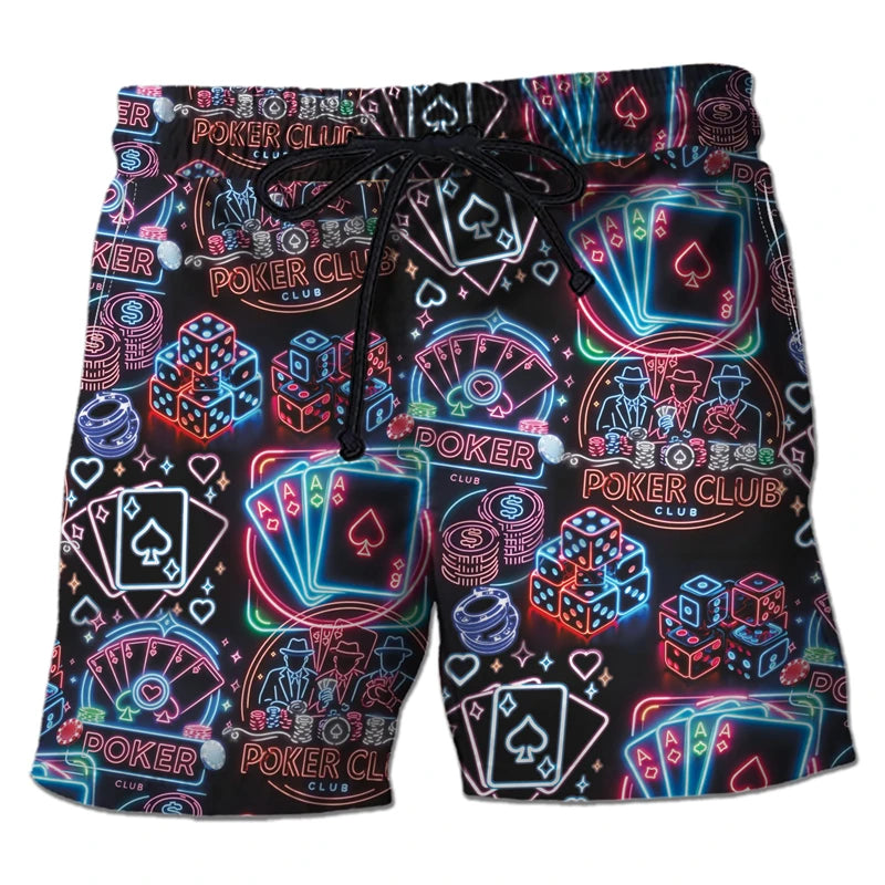 Men's Casino Poker Boardshorts – 3D Print Beach Shorts Casino Club Style