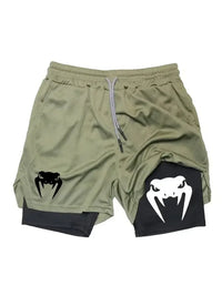 Men’s 2 in 1 running shorts breathable lightweight double layer gym shorts