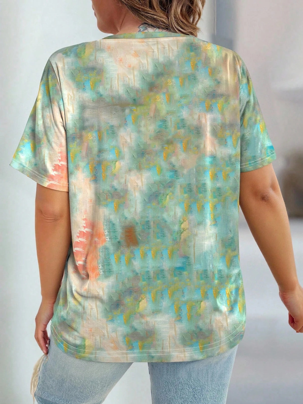 Women's Plus Size Floral T-Shirt – Casual Short Sleeve Summer Pullover Top