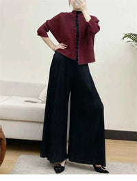 Women's Bat Sleeve Pleated T-Shirt Jacket – Loose Fit Single Breasted Top
