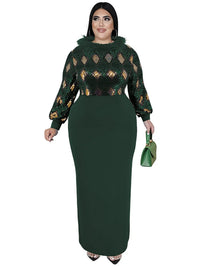 Women's Plus Size Vintage Maxi Dress – Elegant Long Sleeve Streetwear Dress