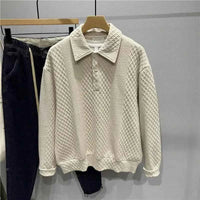Men's Loose Knitted Polo Sweatshirt – Long Sleeve Early Autumn Casual Pullover
