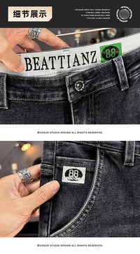 Men's Belted Straight Stretch Jeans – Korean Fashion Casual Denim Pants
