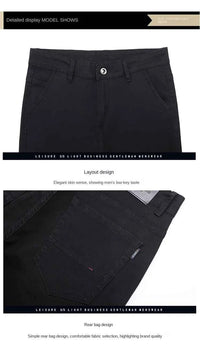 Men's Black Stretch Straight Jeans – Thin Breathable Business Casual Pants