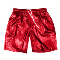 Men's Metallic Shiny Beach Shorts – Sparkly Elastic Waist Summer Hot Pants