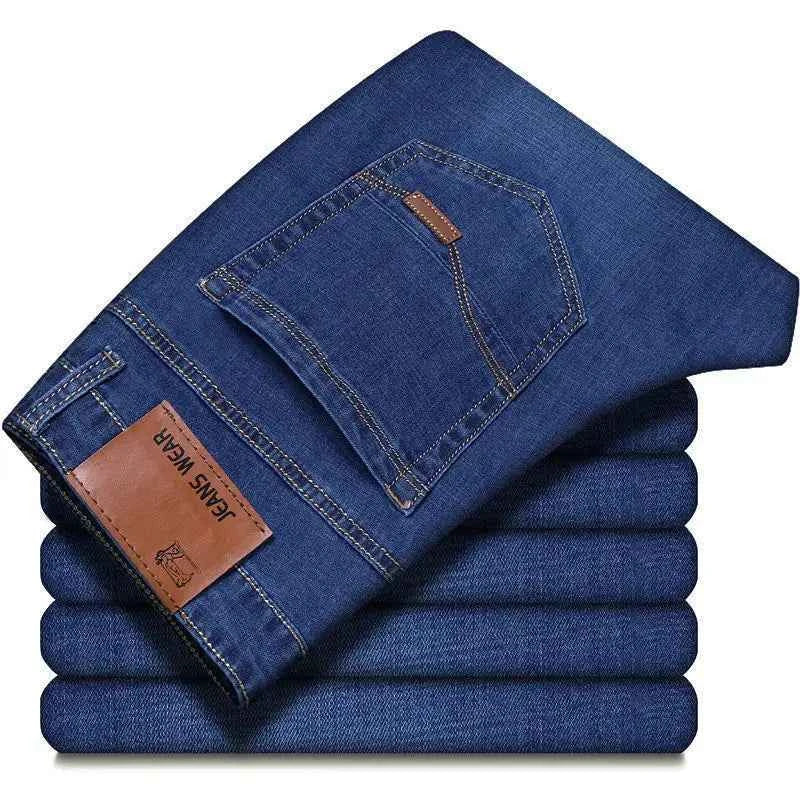 Men's Business Biker Straight Jeans – Comfortable Soft Autumn Winter Denim