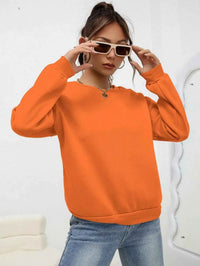 Women's Casual Solid Color Sweatshirt – Loose Fit Crewneck Fashion Pullover