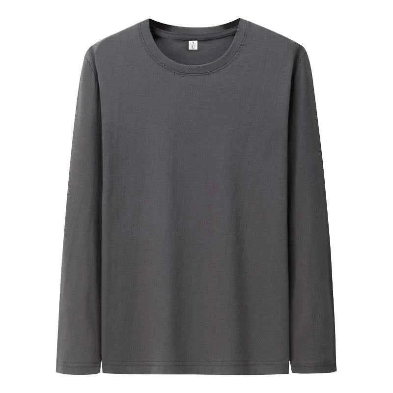Men's Cotton Long Sleeve T-Shirt – Solid Color Full Sleeve Undershirt for Spring & Autumn Casual Wear
