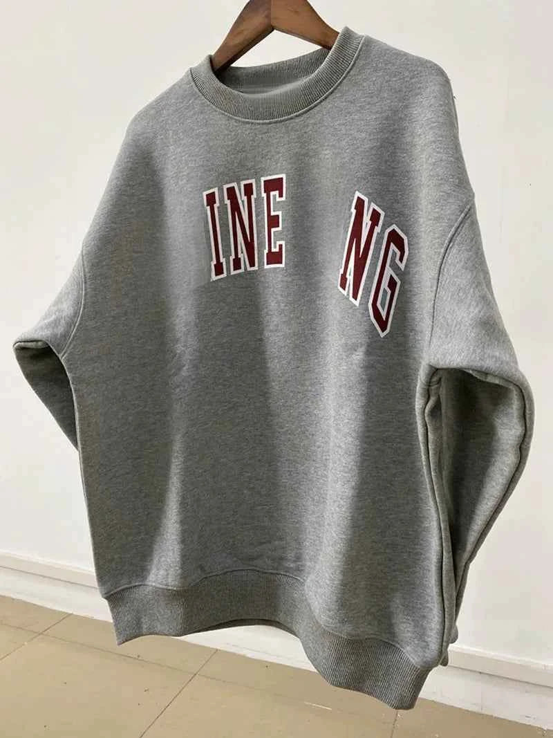 Women's Cotton Round Neck Sweatshirt – Warm Casual Long Sleeve Autumn Winter Pullover
