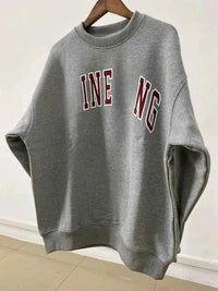 Women's Cotton Round Neck Sweatshirt – Warm Casual Long Sleeve Autumn Winter Pullover
