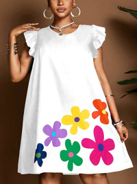 Women's Plus Size Floral Casual Dress – Round Neck Everyday Fashion Dress