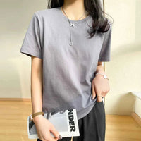 Women's Loose Cotton O-Neck T-Shirt – Casual Summer Short Sleeve Tee