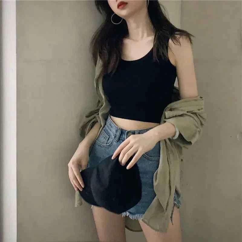 Women's Y2K Crop Tank Top – Sleeveless Korean Harajuku Aesthetic Vest