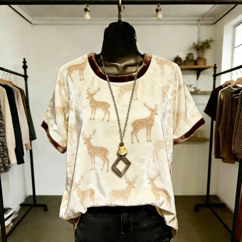 Women's Gradient Animal Print T-Shirt – Soft Feel Short Sleeve Loose Fit Casual Streetwear Top