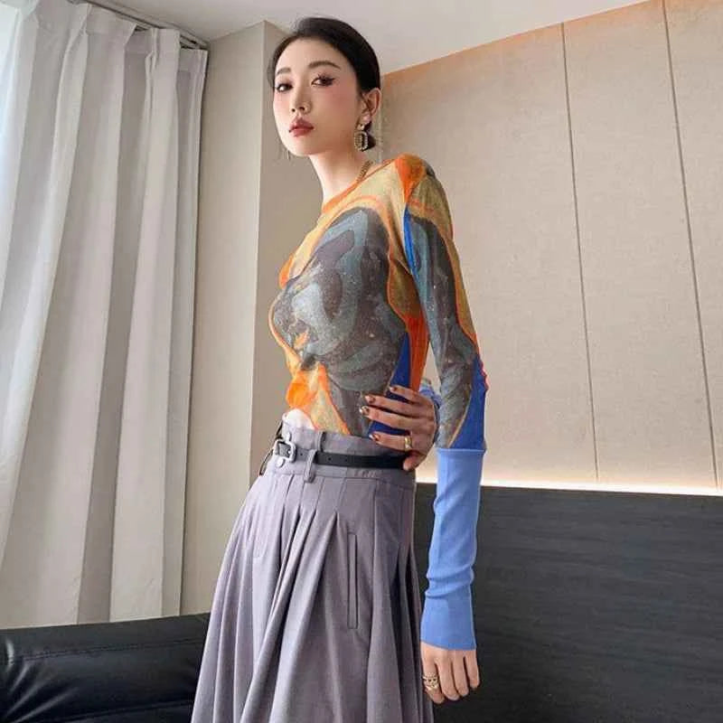 Women's vintage print T-shirt – Slim Fit All-Match Elegant Summer Tee
