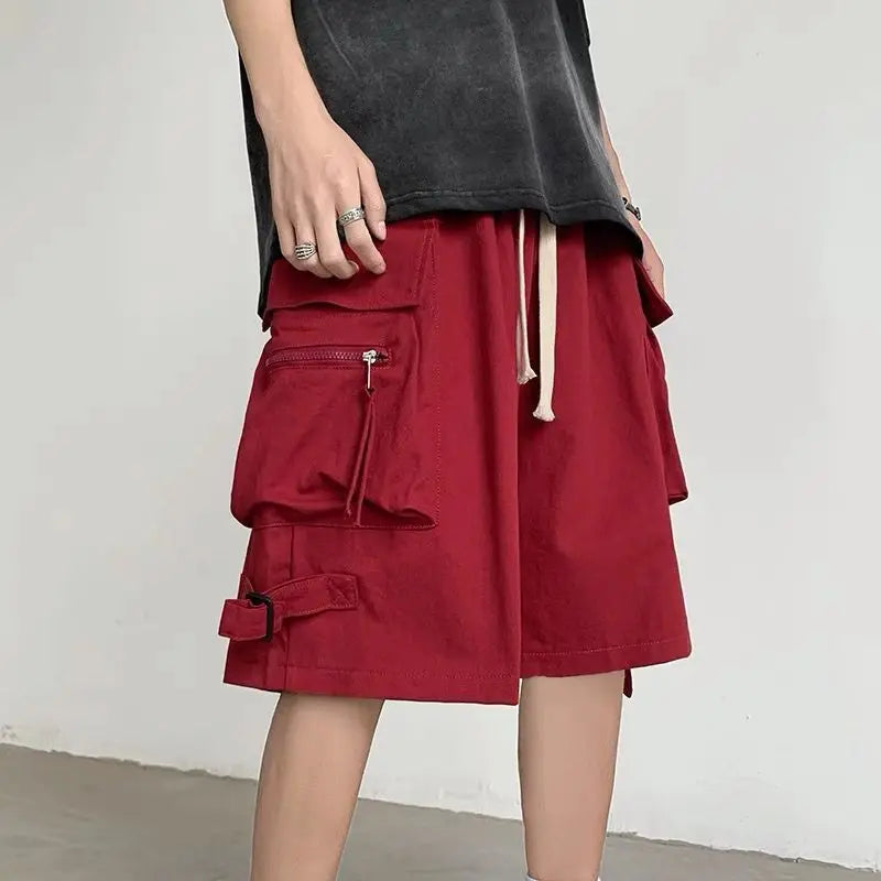 Men's Retro Workwear Shorts – Loose Wide-Leg High Street Casual Pants