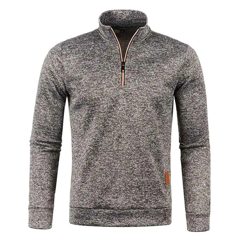 Men's Half Zipper Turtleneck Sweatshirt – Thick Pullover Turtleneck Autumn Outdoor Solid Color Top