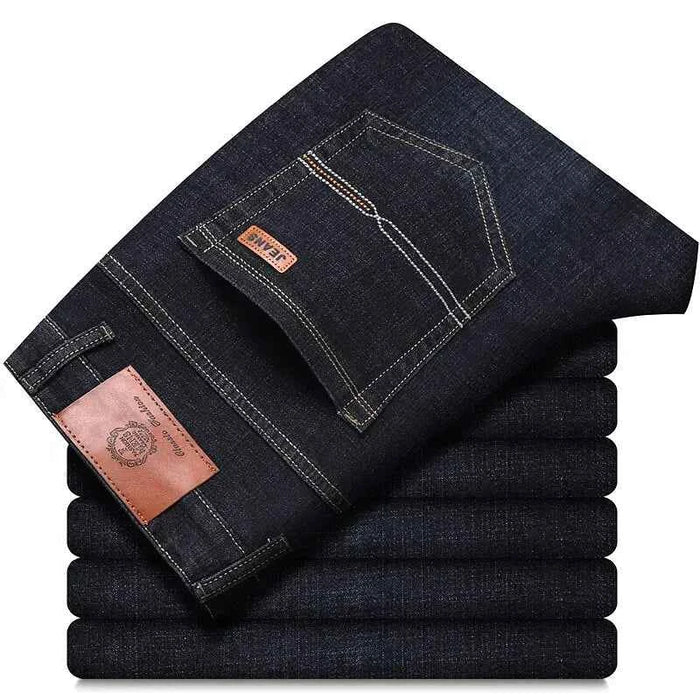 Men's Black Biker Denim Jeans – Classic Soft Stretch Casual Pants