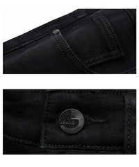 Men's Black Stretch Biker Jeans – Classic Fashion Denim Trousers