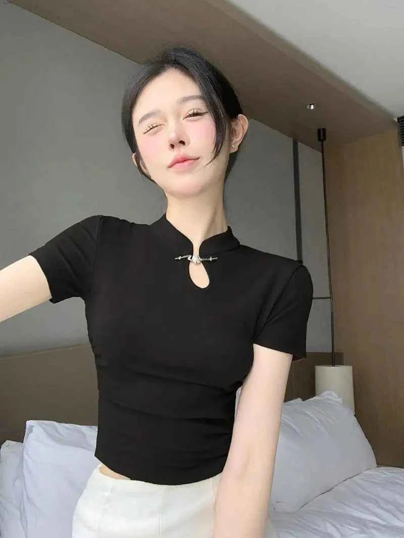 Women's Retro Chinese Style T-Shirt– Trendy Streetwear Casual Summer Tee