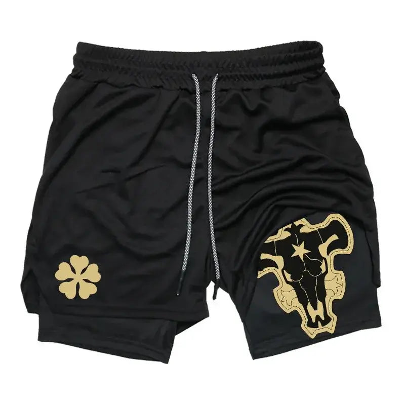 Men’s 2 in 1 running shorts quick dry gym workout training shorts