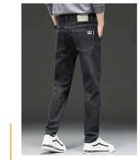 Men's Belted Straight Stretch Jeans – Korean Fashion Casual Denim Pants