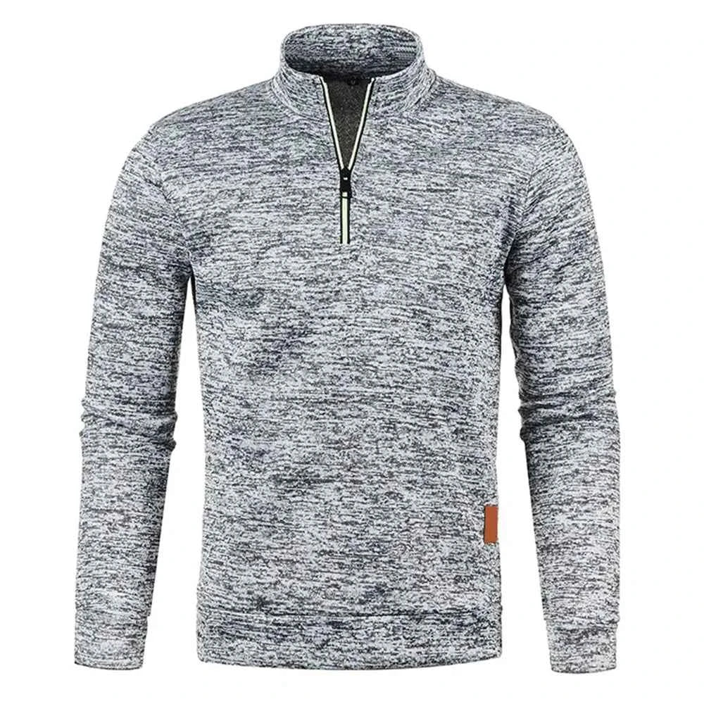 Men's Half Zipper Turtleneck Sweatshirt – Thick Pullover Turtleneck Autumn Outdoor Solid Color Top