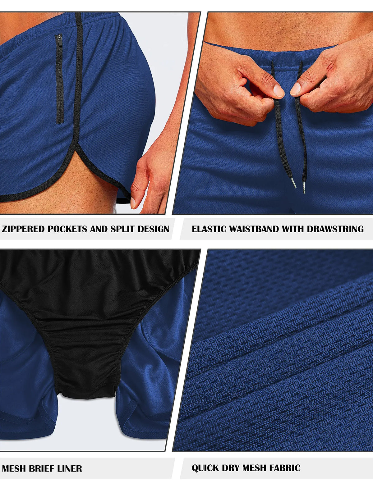 Men's Quick-Dry Running Beach Shorts – 3-Inch Fitness Summer Shorts