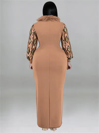 Women's Plus Size Vintage Maxi Dress – Elegant Long Sleeve Streetwear Dress
