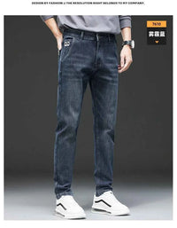 Men's Belted Straight Stretch Jeans – Korean Fashion Casual Denim Pants