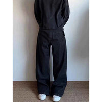 Men's Black Red Selvedge Jeans – Raw Denim Wide Leg Micro Flare Pants