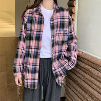 Women's Plaid Button Down Shirt Jacket– Long Sleeve Casual Check Top