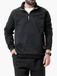 Men's Half Zipper Turtleneck Sweatshirt – Thick Pullover Turtleneck Autumn Outdoor Solid Color Top