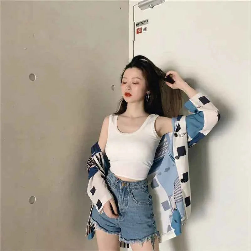 Women's Y2K Crop Tank Top – Sleeveless Korean Harajuku Aesthetic Vest
