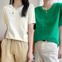 Women's Loose Cotton O-Neck T-Shirt – Casual Summer Short Sleeve Tee