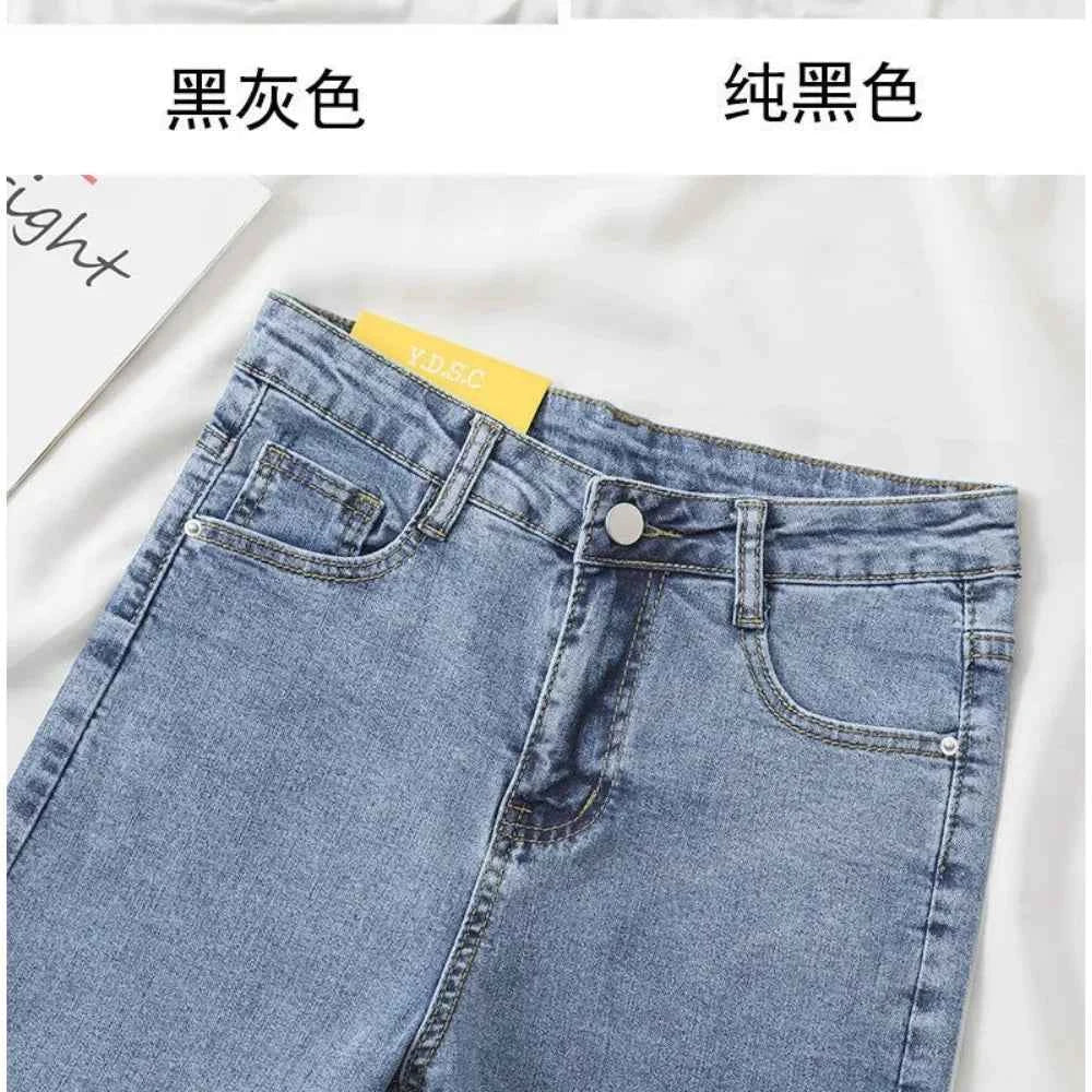 Women's Black Grey Slim Fit Jeans – Chic Cropped Smoothing Denim Pants