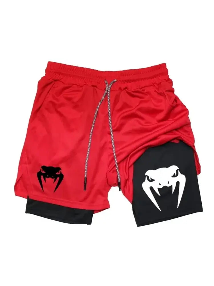Men’s 2 in 1 running shorts breathable lightweight double layer gym shorts