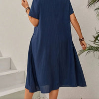 Women's Plus Size Navy Blue Dress – Elegant Loose Summer Dress for Curvy Women
