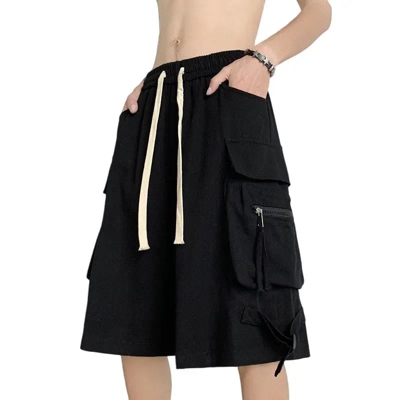 Men's Retro Workwear Shorts – Loose Wide-Leg High Street Casual Pants
