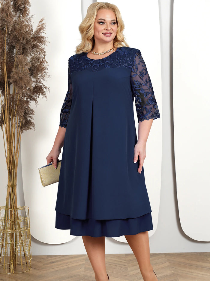 Women's Plus Size Floral Formal Dress – Elegant Loose Party & Wedding Dress 2025
