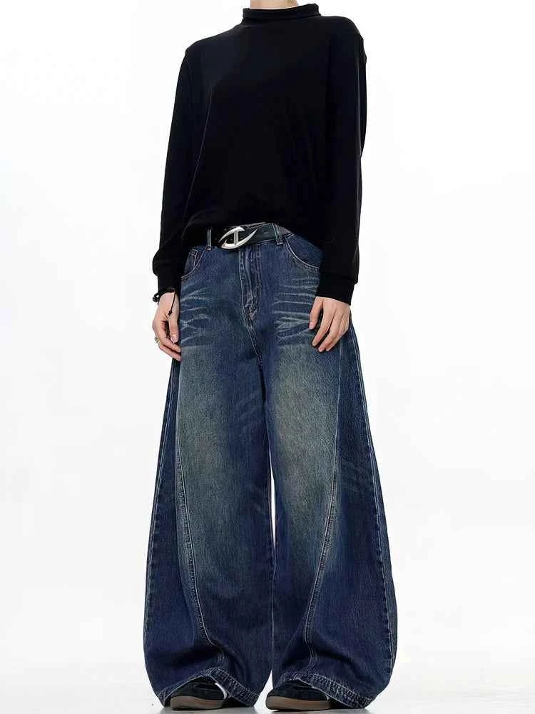 Men's Vintage Black Baggy Jeans – Wide Leg Streetwear Denim Pants