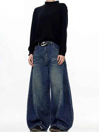 Men's Vintage Black Baggy Jeans – Wide Leg Streetwear Denim Pants