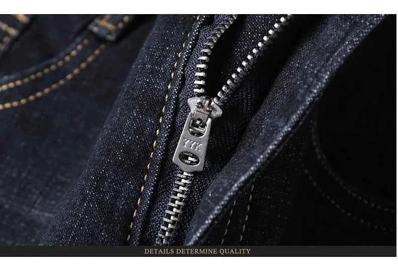Men's Black Biker Denim Jeans – Classic Soft Stretch Casual Pants