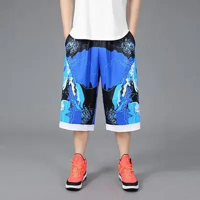 Men’s summer casual capri shorts loose fit hip hop straight pants plus size
