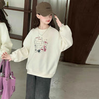Girls Heart Pearl Sweatshirt – Kids Long Sleeve Casual Fashion Hoodie