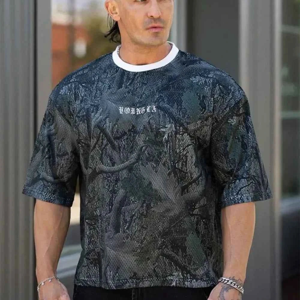 Men's Mesh Sports T-Shirt – Summer Loose Fit Gym & Running Round Neck Tee
