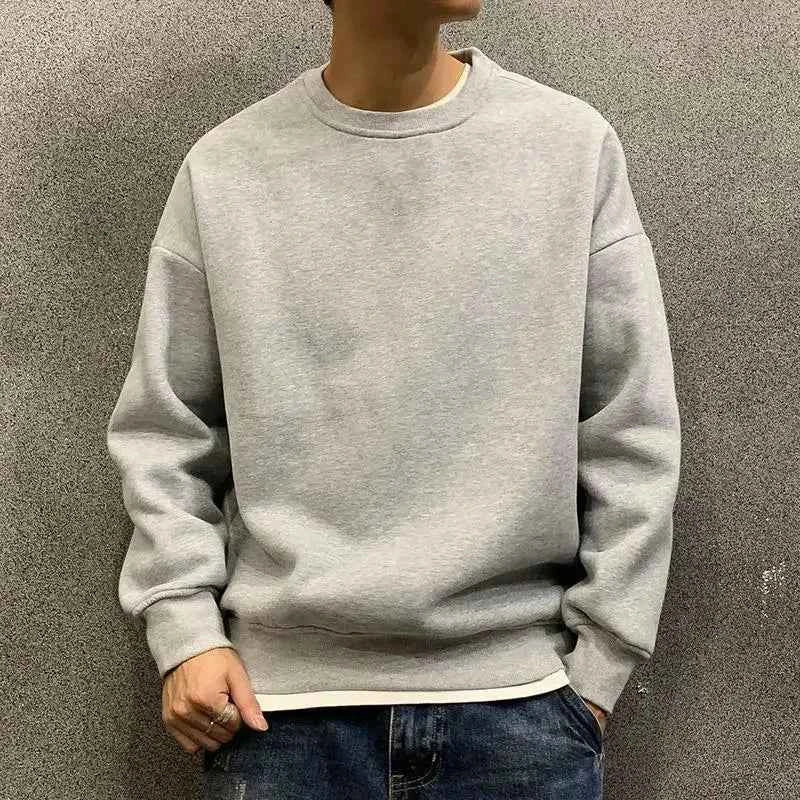 Men's Green Fleece Hooded Sweatshirt – Solid Color Casual Pullover Hoodie